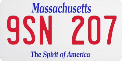 MA license plate 9SN207