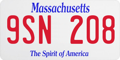 MA license plate 9SN208