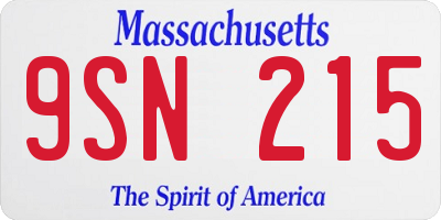 MA license plate 9SN215
