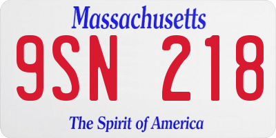 MA license plate 9SN218