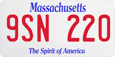 MA license plate 9SN220