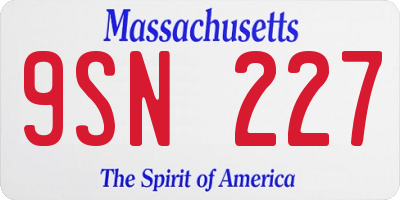 MA license plate 9SN227
