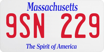 MA license plate 9SN229