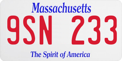 MA license plate 9SN233