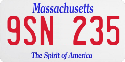 MA license plate 9SN235