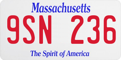 MA license plate 9SN236