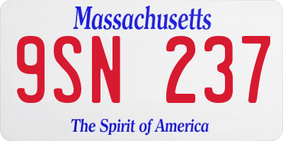 MA license plate 9SN237