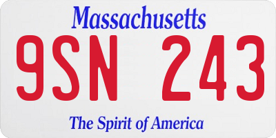 MA license plate 9SN243