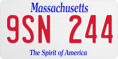 MA license plate 9SN244