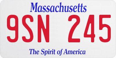 MA license plate 9SN245