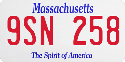 MA license plate 9SN258