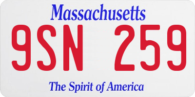 MA license plate 9SN259