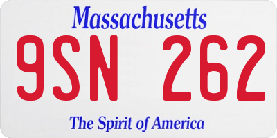 MA license plate 9SN262