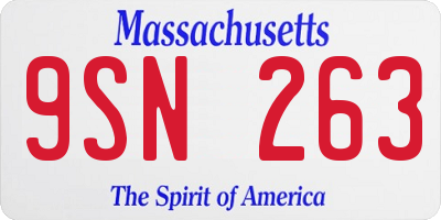 MA license plate 9SN263