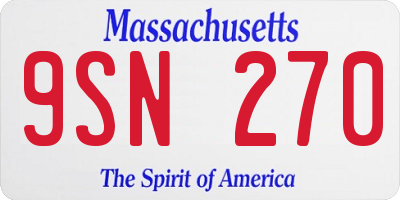 MA license plate 9SN270