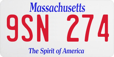 MA license plate 9SN274