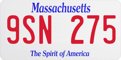 MA license plate 9SN275