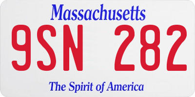 MA license plate 9SN282