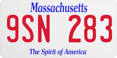MA license plate 9SN283