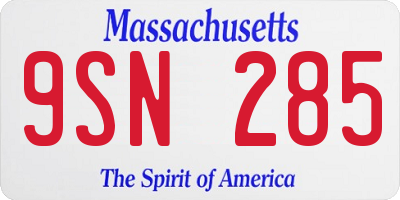MA license plate 9SN285