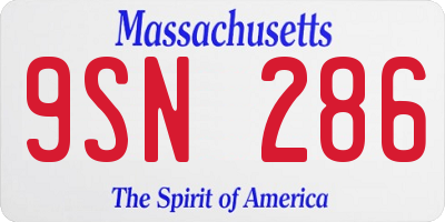 MA license plate 9SN286