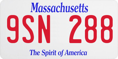 MA license plate 9SN288
