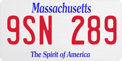 MA license plate 9SN289
