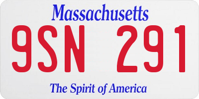 MA license plate 9SN291