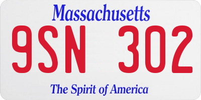 MA license plate 9SN302