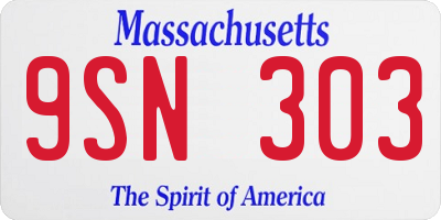 MA license plate 9SN303