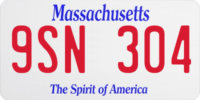 MA license plate 9SN304