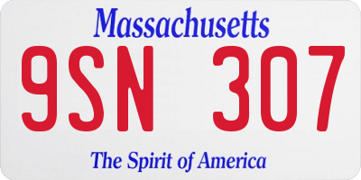MA license plate 9SN307