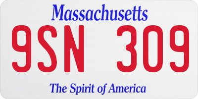 MA license plate 9SN309