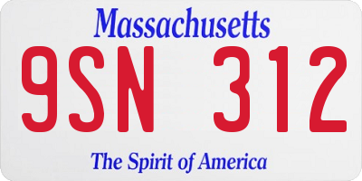 MA license plate 9SN312