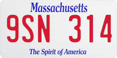 MA license plate 9SN314