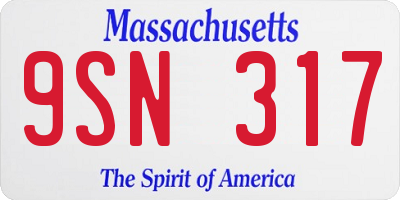 MA license plate 9SN317