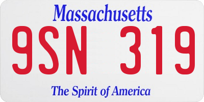MA license plate 9SN319