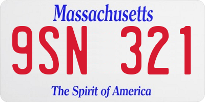 MA license plate 9SN321