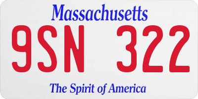 MA license plate 9SN322