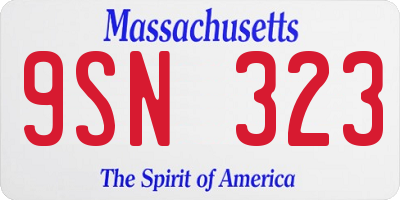 MA license plate 9SN323
