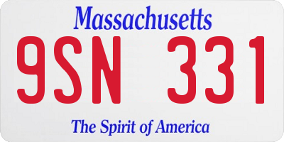 MA license plate 9SN331