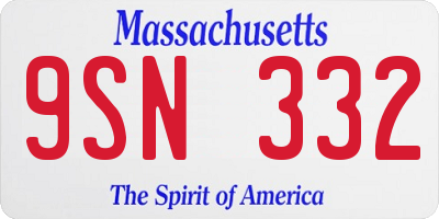 MA license plate 9SN332