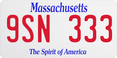 MA license plate 9SN333
