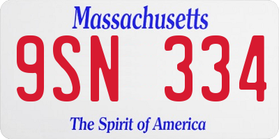 MA license plate 9SN334