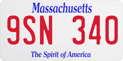 MA license plate 9SN340