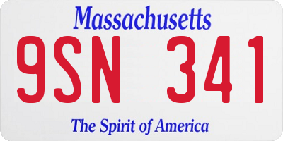 MA license plate 9SN341