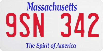 MA license plate 9SN342