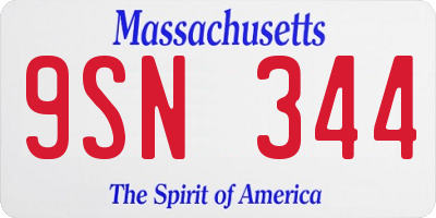 MA license plate 9SN344