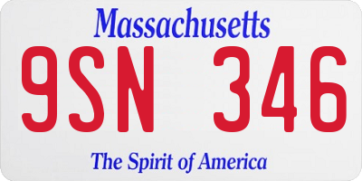 MA license plate 9SN346
