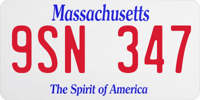 MA license plate 9SN347